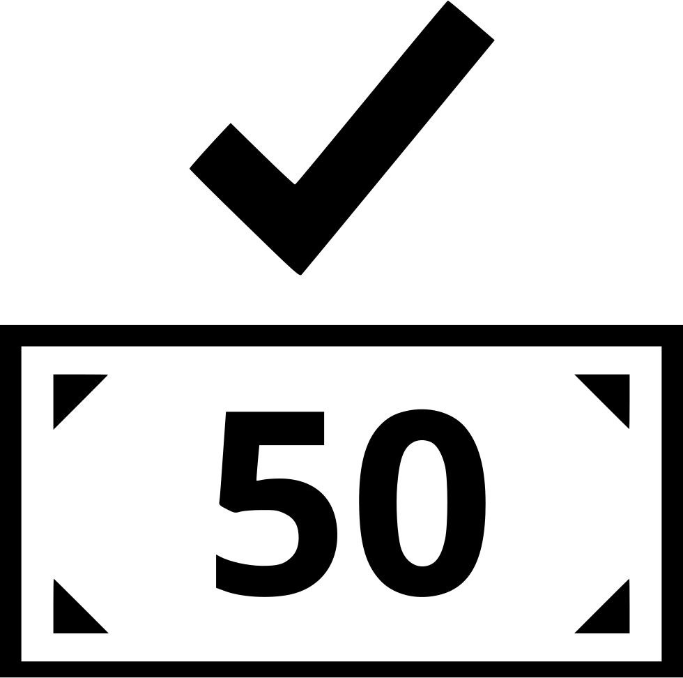 Fifty Dollar Bill Check Mark Ok Good Comments - Text (980x972), Png Download