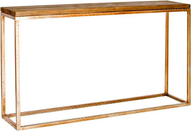 Ozark Industrial Loft Distressed Wood Gold Console (800x800), Png Download