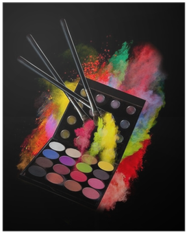Make-up Accesories With Frozen Motion Of Colored Powder - Stock Photography (400x400), Png Download