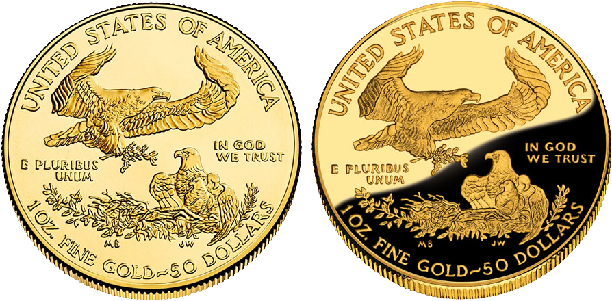 Standard American Eagle Coin Vs Proof - Eagle Oz Gold 2018 (900x450), Png Download