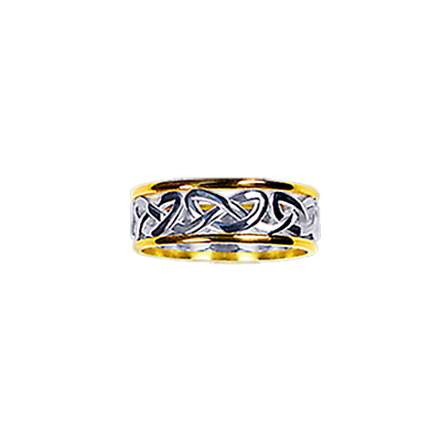 Ladies Yellow Gold Trim With White Gold Celtic Heart - Bangle (400x400), Png Download