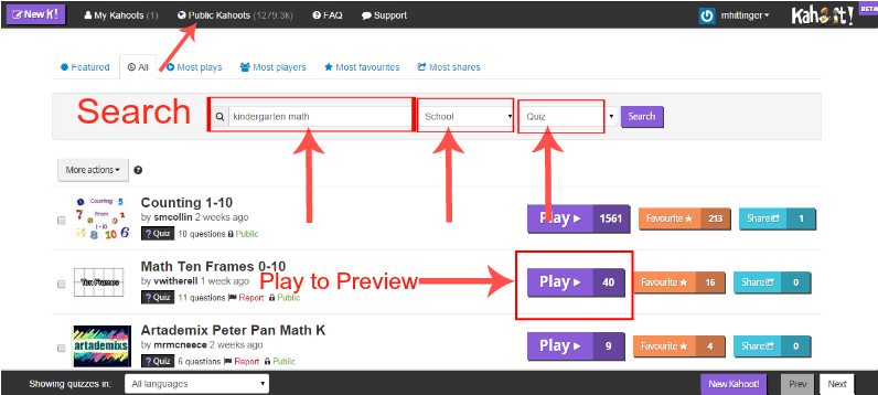 Click On Public Kahoots & Search - Kahoot! (800x530), Png Download