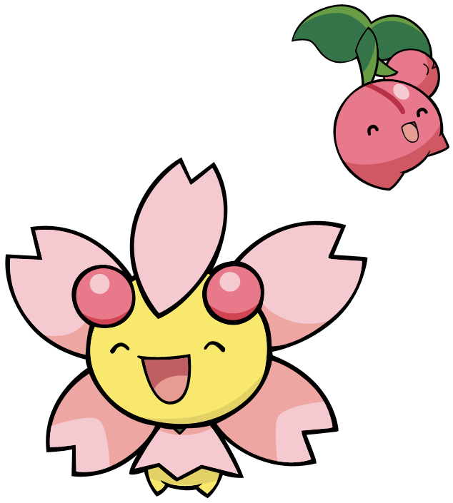 1526935-cherubi And Cherrim By Theironforce - Cute Grass Pokemon (722x738), Png Download