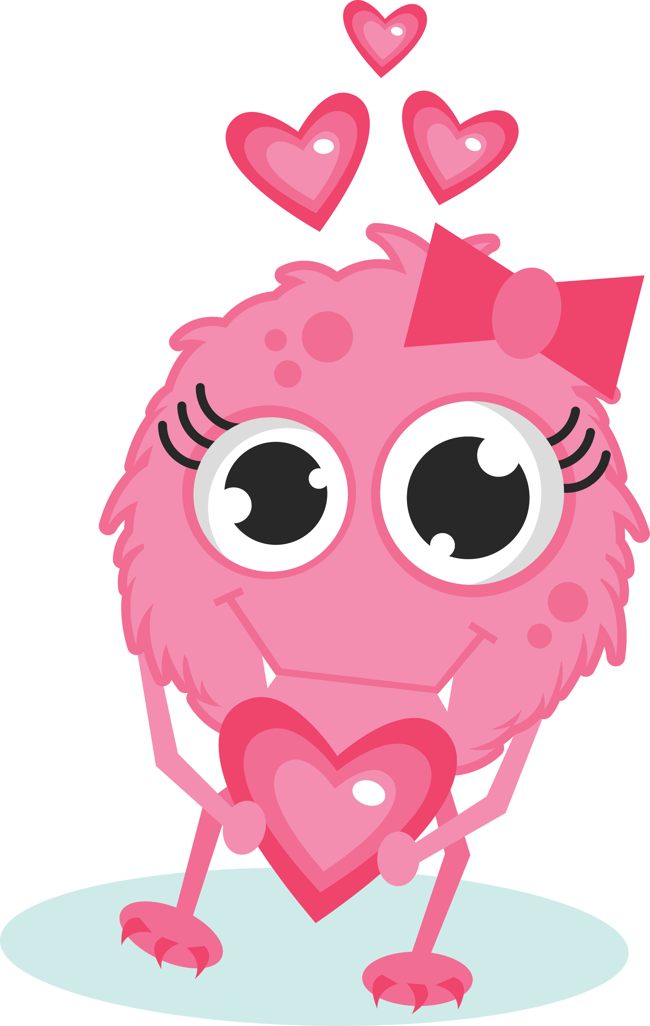 Happy Valentines Day Cat Image Royalty Free Download - Free Valentine Monster Clip Art (2204x3479), Png Download