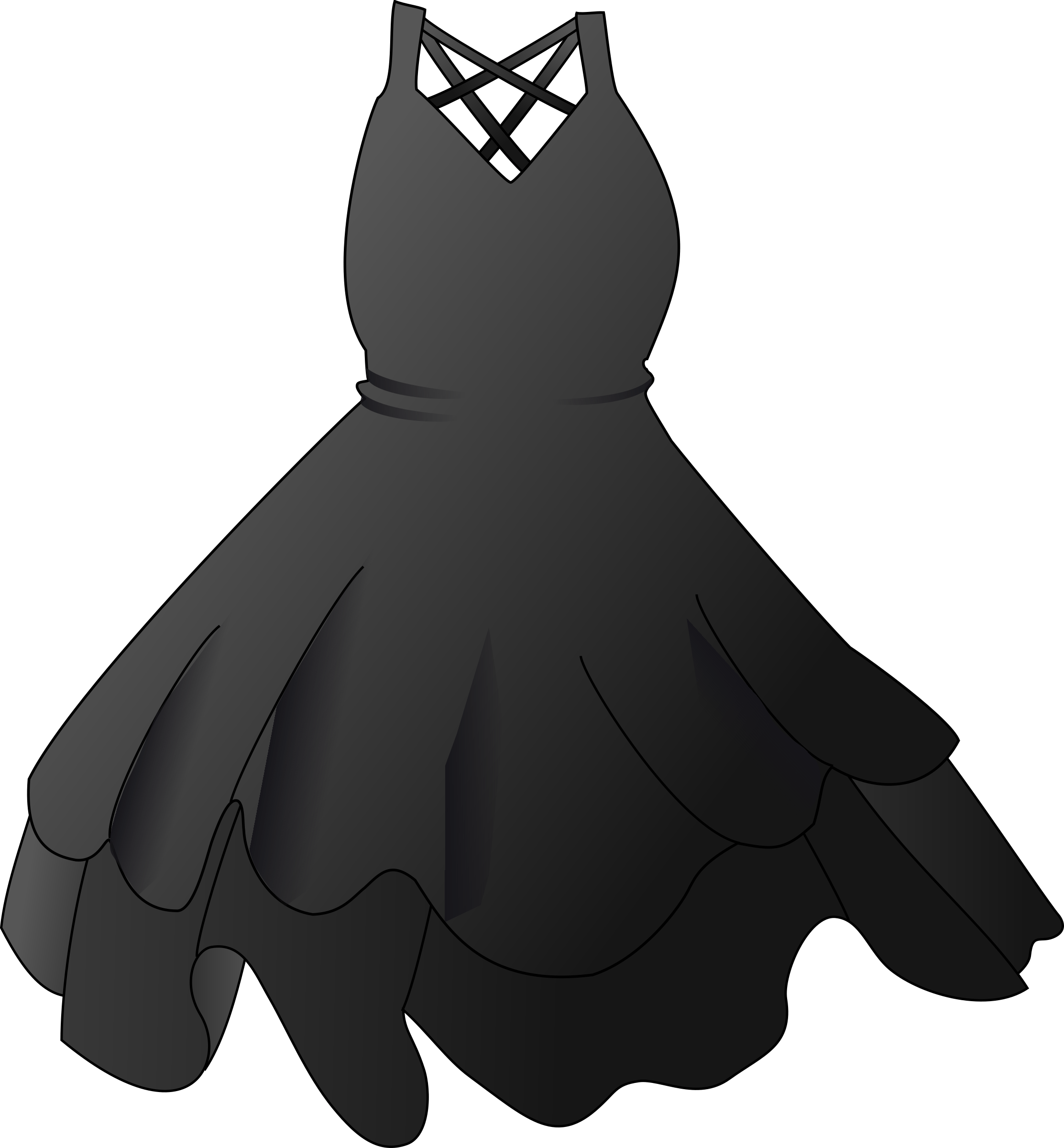 Black Party Dress - Black Dress Clip Art (2225x2400), Png Download
