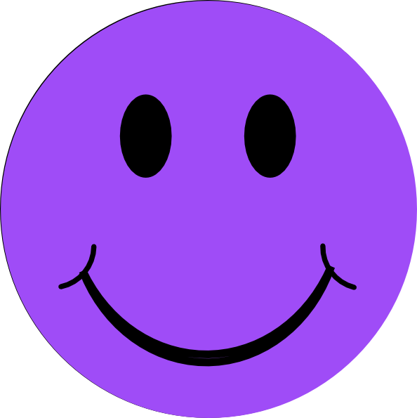 Free Clipart Picture Of A Blue Flower With A Smiley - Purple Happy Face Clipart (594x595), Png Download