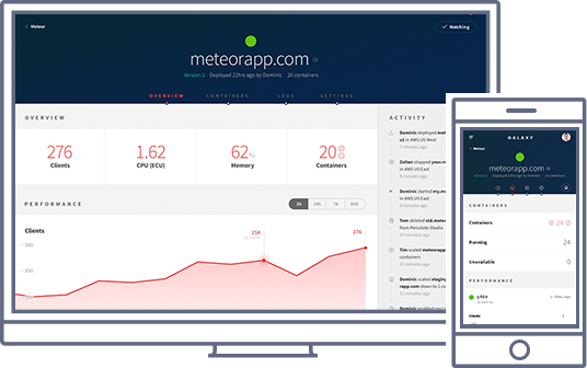Hosting Meteor Apps - Meteor Galaxy Dashboard (536x336), Png Download