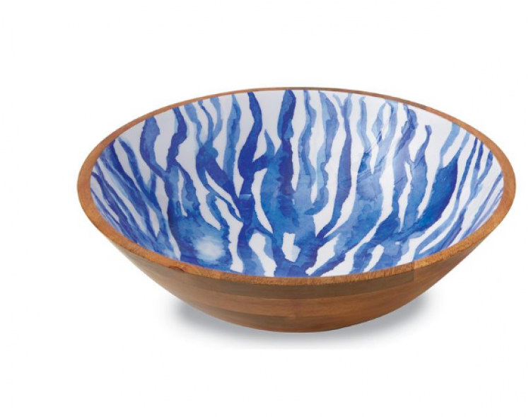 Wood And Enamel Blue Coral Bowl - Wood Print Bowl (750x750), Png Download