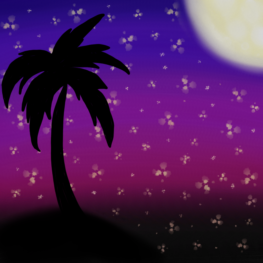 #palm #tree #moonlight #stars - Illustration (1024x1024), Png Download