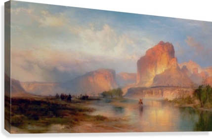 Riders Along The River Canvas Print - Thomas Moran Cliffs Of Green River (429x282), Png Download