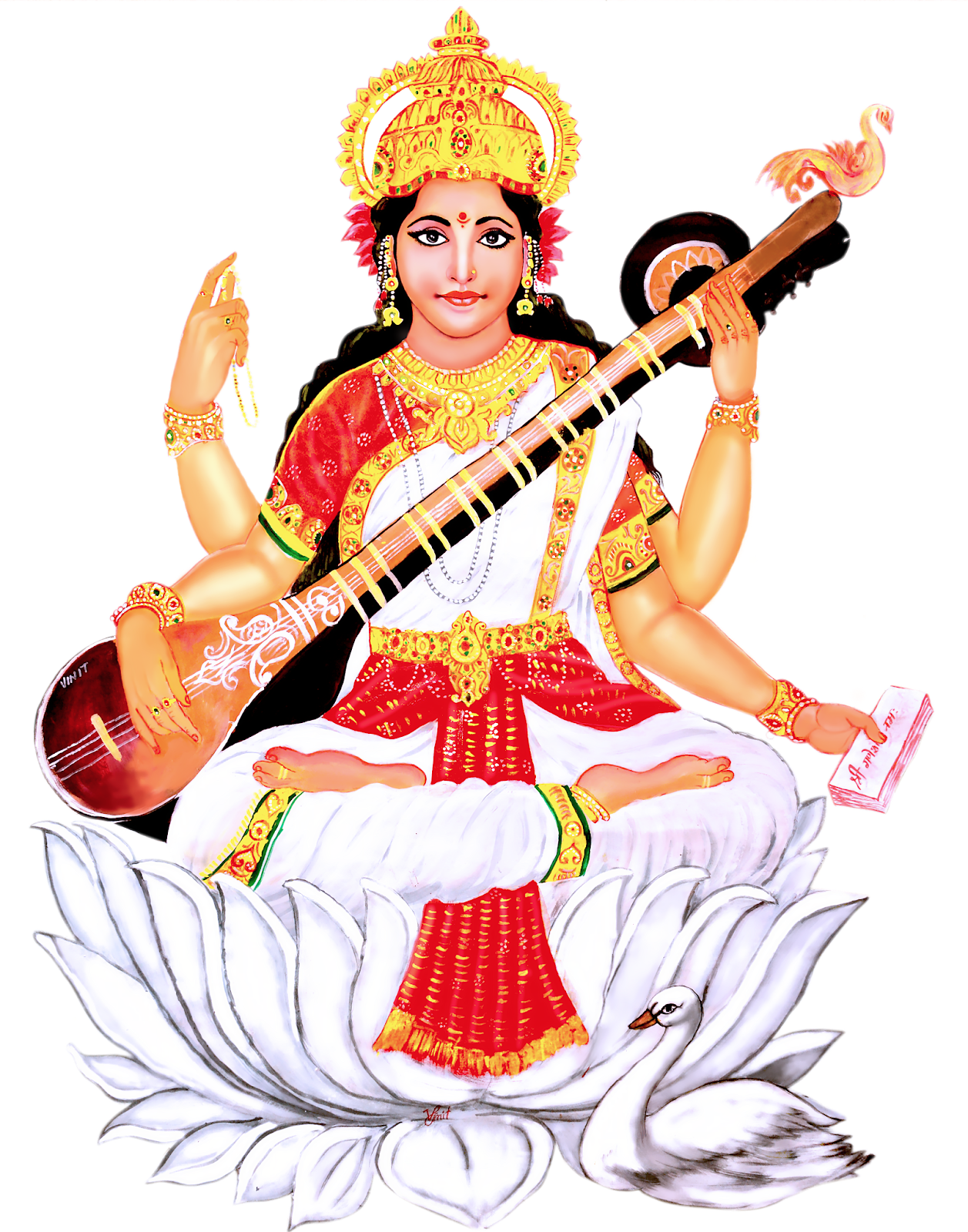 Jai Maa Saraswati Vinit Art - Art (1257x1600), Png Download