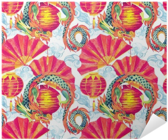 Chinese Dragon Watercolor Seamless Pattern - Watercolor Painting (400x400), Png Download