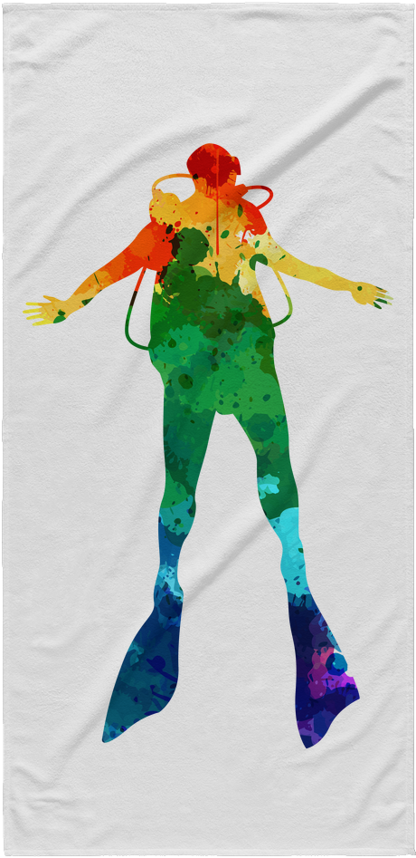 Watercolor Scuba Diver Beach Towel - Scuba Diving (1024x1024), Png Download