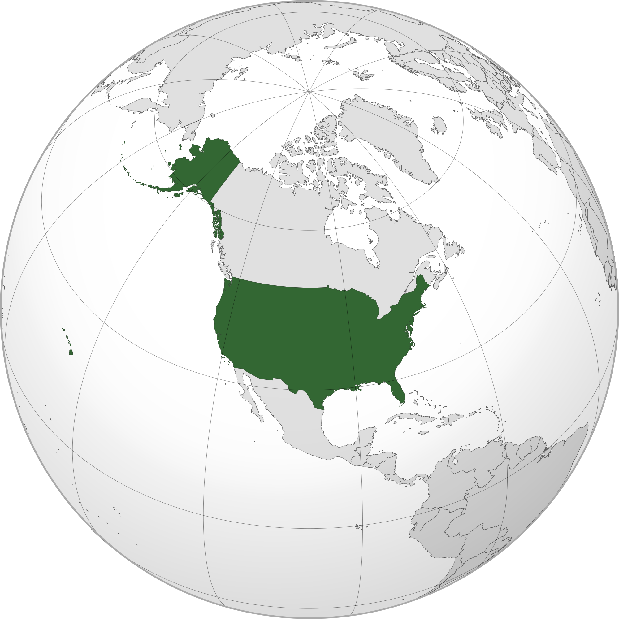 World Map United States Location Of The In - Estados Unidos En America (2000x2000), Png Download