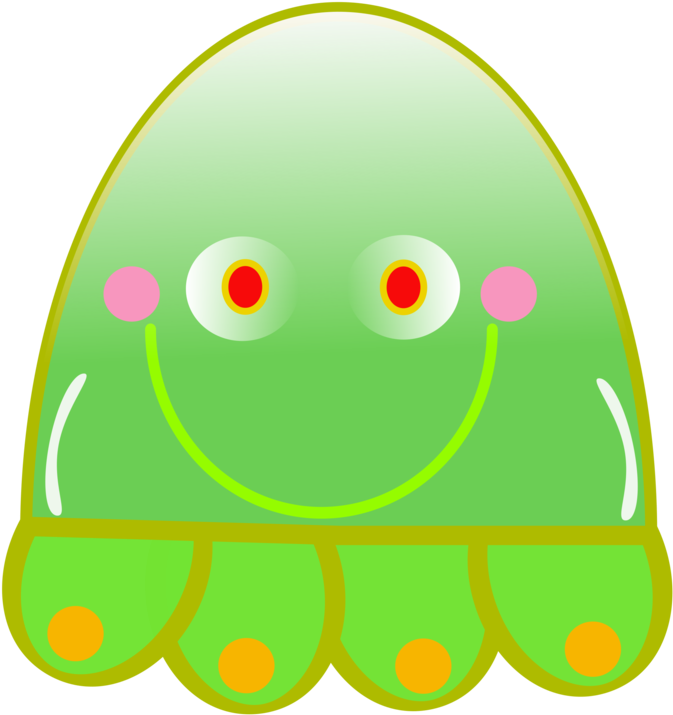 Jellyfish Free To Use Clipart - Green Jelly Fish Clipart (558x598), Png Download