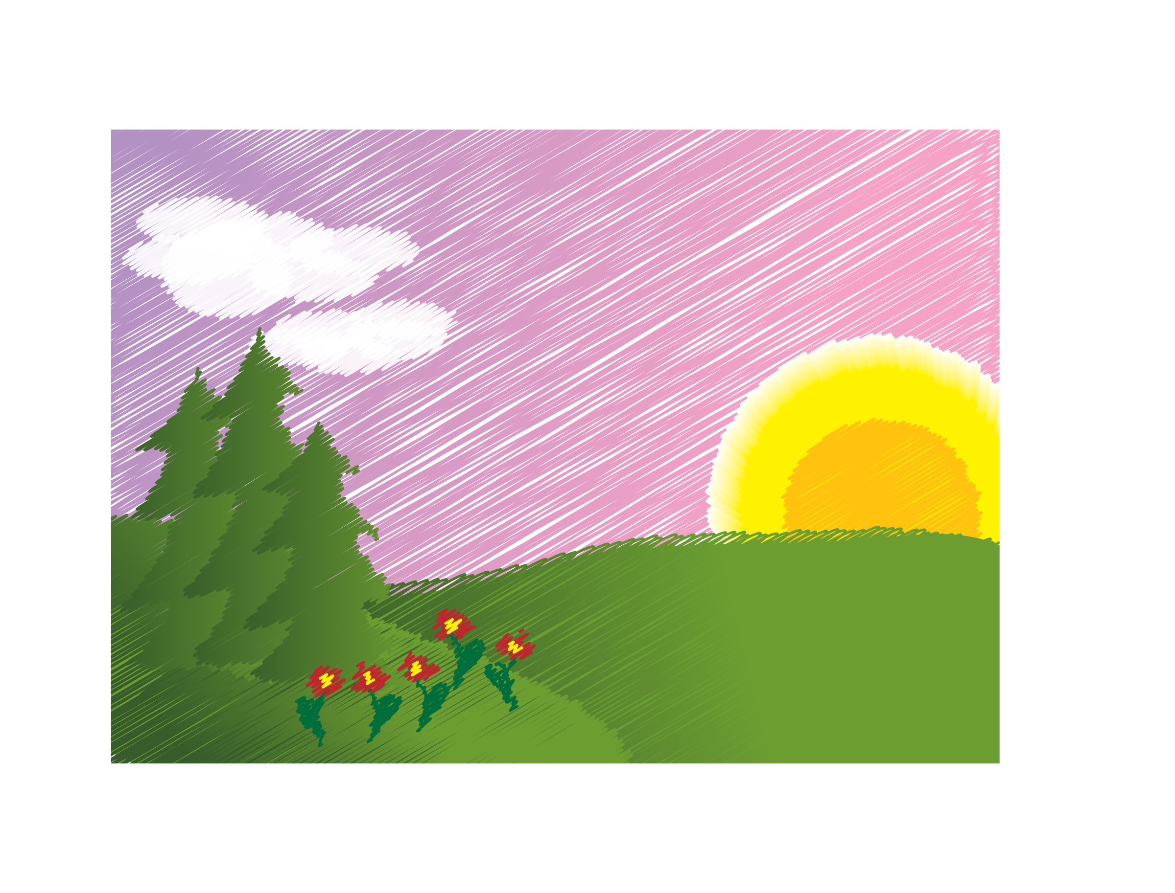 This Free Icons Png Design Of Sunset Illustrator Scribble (2400x1826), Png Download