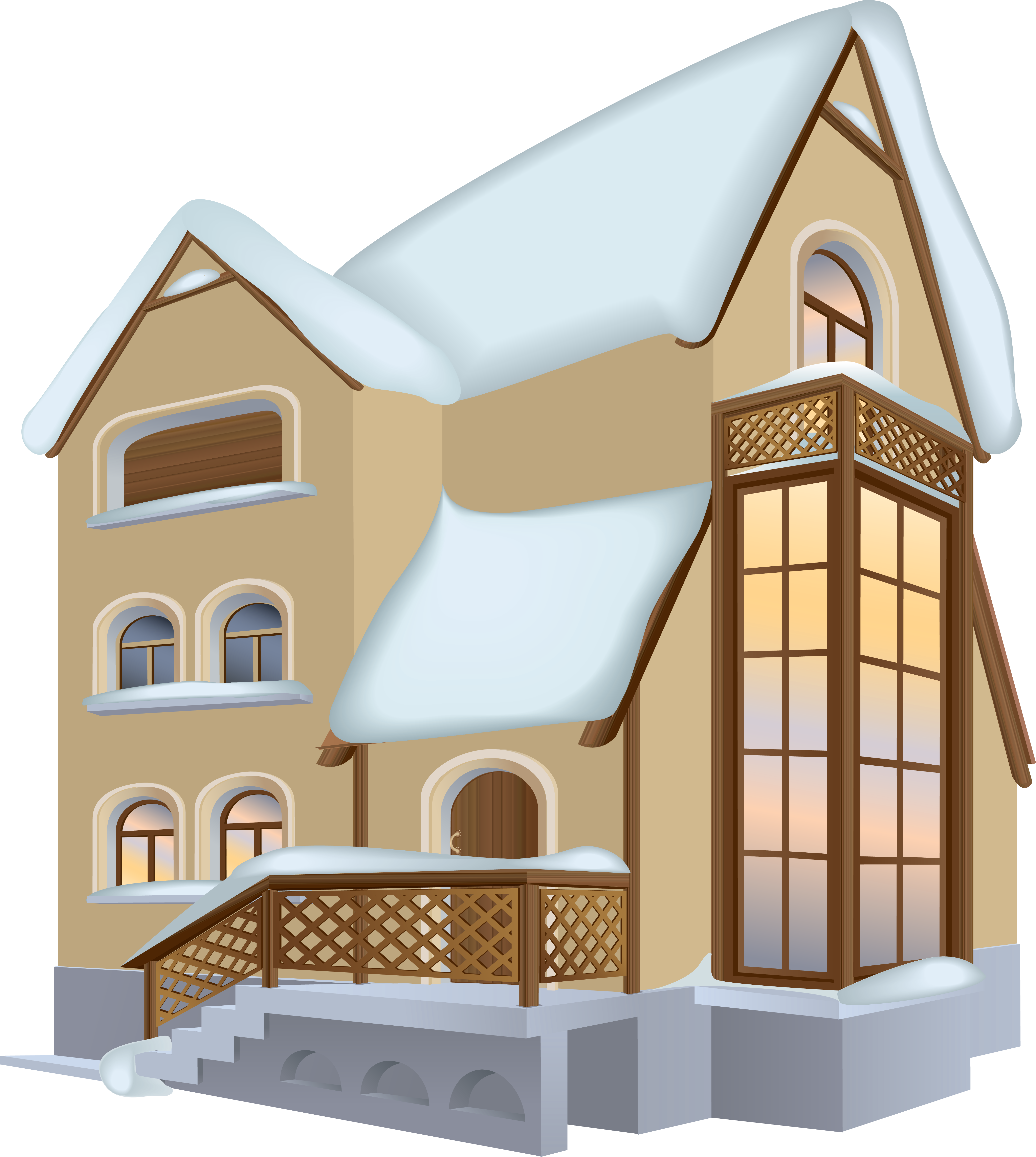 Winter House Png Clipart Image - Clip Art (537x600), Png Download