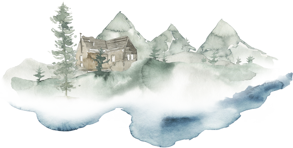 Cabin Watercolor - Glacial Lake (1000x506), Png Download