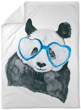Panda With Glasses - Watercolor Painting (400x400), Png Download