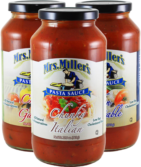 Pasta Sauce - Web - Mrs. Miller's Garden Vegetable Pasta Sauce 6/25.5oz (600x600), Png Download
