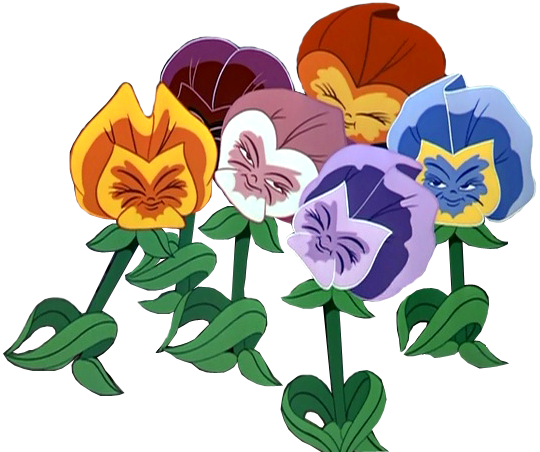 Alice In Wondereland Flowers Clip Art - Alice In Wonderland Talking Flowers Disney (540x452), Png Download