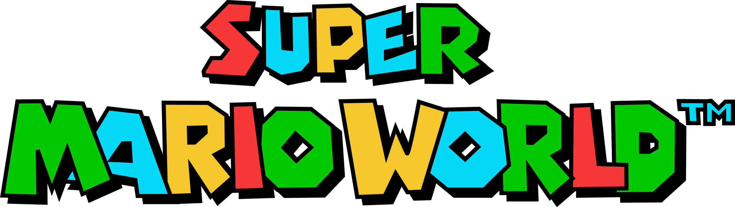 Super Mario World Logo Png Transparent - Super Mario World Png (2400x678), Png Download