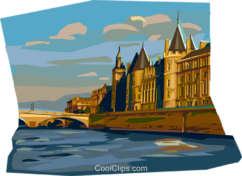 River Seine Paris, France Royalty Free Vector Clip - Paris Seine Clip Art (480x350), Png Download
