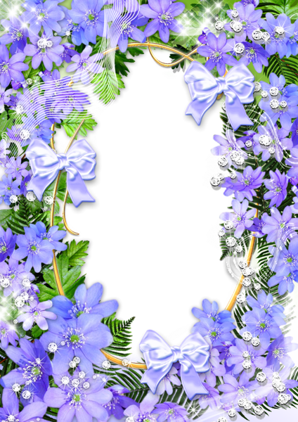 Cute Purple Flowers Png Photo Frame - Purple Flower Png Frame (424x600), Png Download