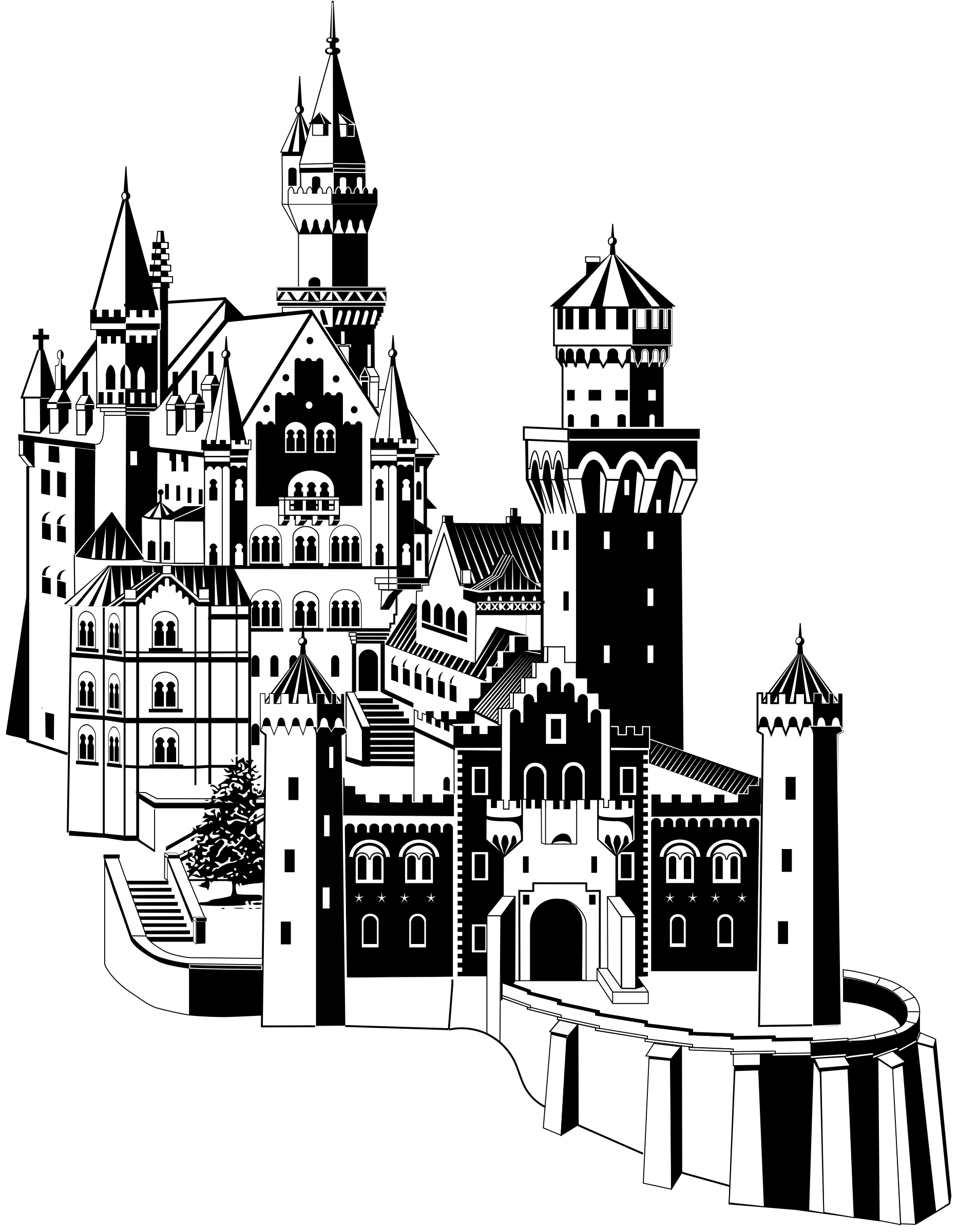 Banner Library Clipart Neuschwanstein Big Image Png - Castle Png Black And White (1866x2400), Png Download