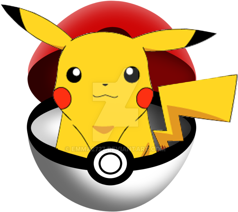 Pokemon Ball Pencil And In Color - Pikachu Coming Out Of A Pokeball (900x754), Png Download