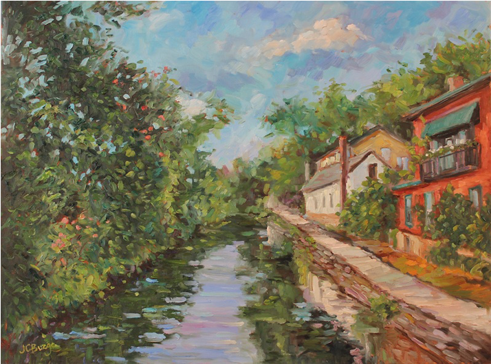 Lambertville Canal - Painting (800x800), Png Download