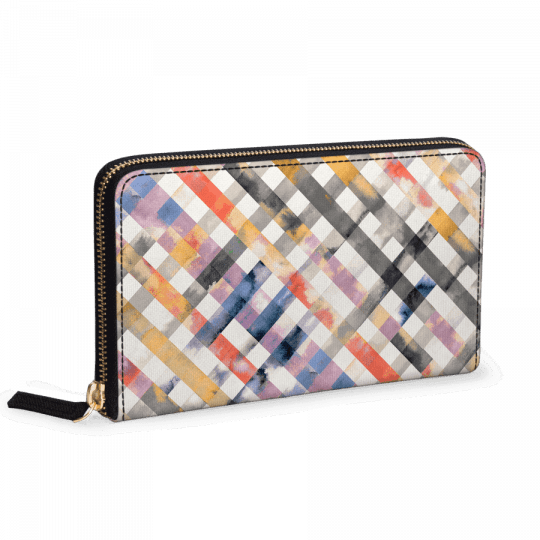 Gingham Watercolor Orange Yellow Women's Classic Wallet - Wallet (540x540), Png Download