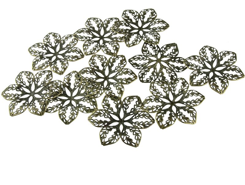 10 Filigree Antique Gold Flower Embellishment - Gold (800x800), Png Download