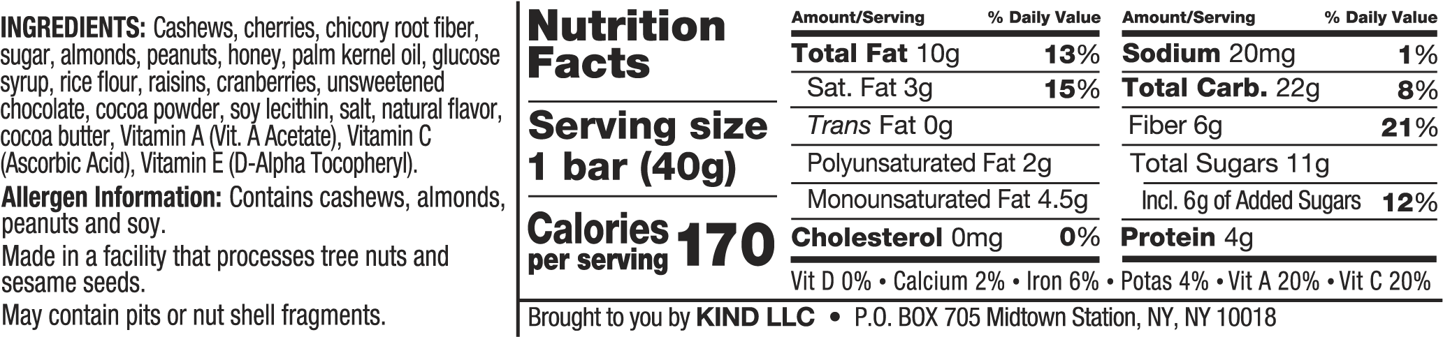 Dark Chocolate Cherry Cashew Antioxidants - Kind Bars, Pomegranate Blueberry Pistachio + Antioxidants, (2345x557), Png Download