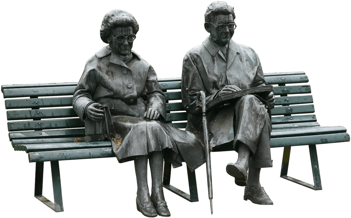Couple Old People Sitting On A Bench Statue - All Png Transparent Full Hd (1280x807), Png Download
