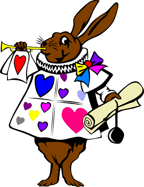 Alice In Wonderland Clipart Wonderland Trumpet - Alice In Wonderland Rabbit (462x599), Png Download