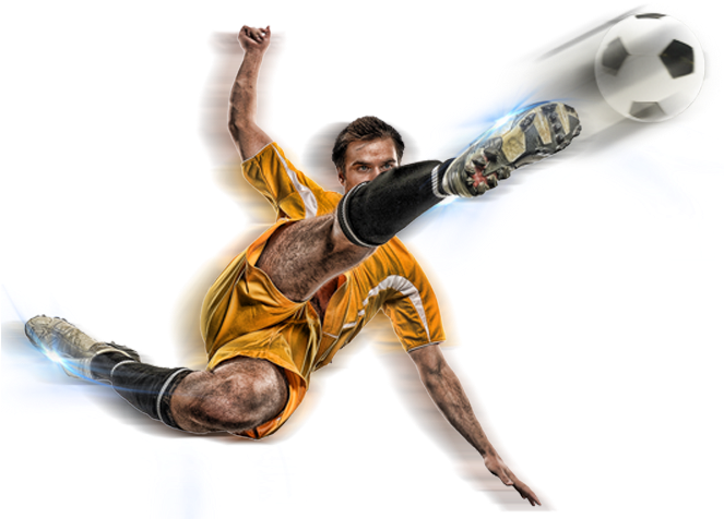 Imagens De Jogador Chutando A Bola (662x492), Png Download