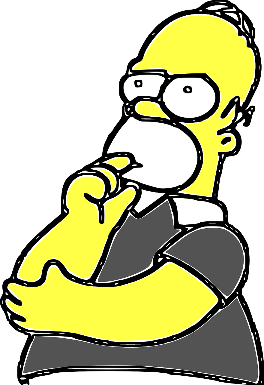 Homer Simpsons, Cartoon, Comic, Tv Show, Thinking - Transparent Cartoon Character Thinking Png (440x640), Png Download