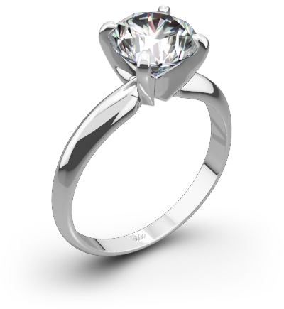 Heavy 4 Prong Solitaire Engagement Ring - Engagement Ring (500x500), Png Download