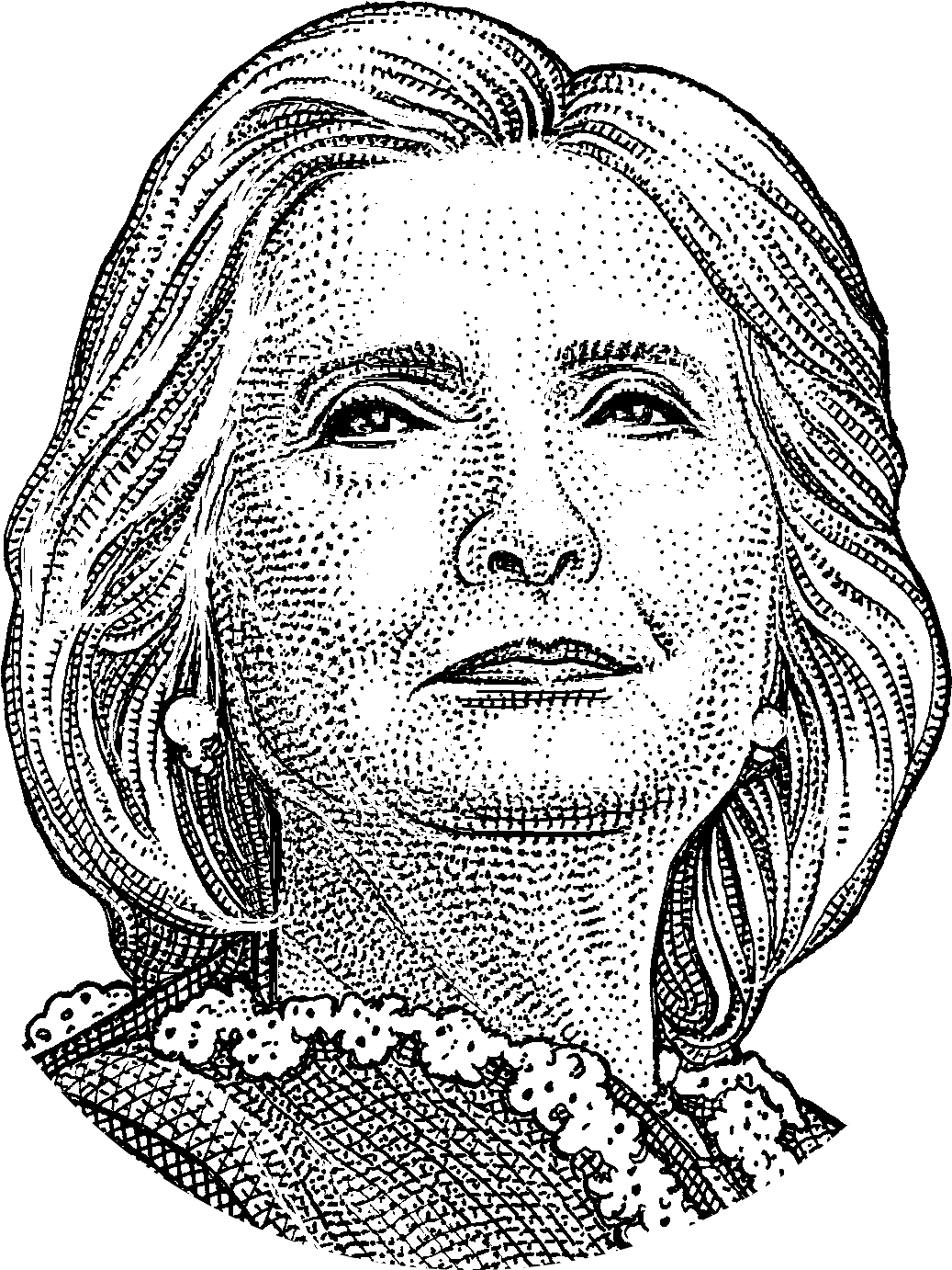 Results From The 2016 Iowa Caucus - Hillary Clinton Line Drawing (1416x1416), Png Download