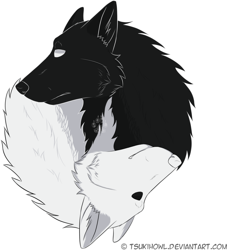 Wolf Yin Yang - Black And White Wolf Yin Yang (900x881), Png Download