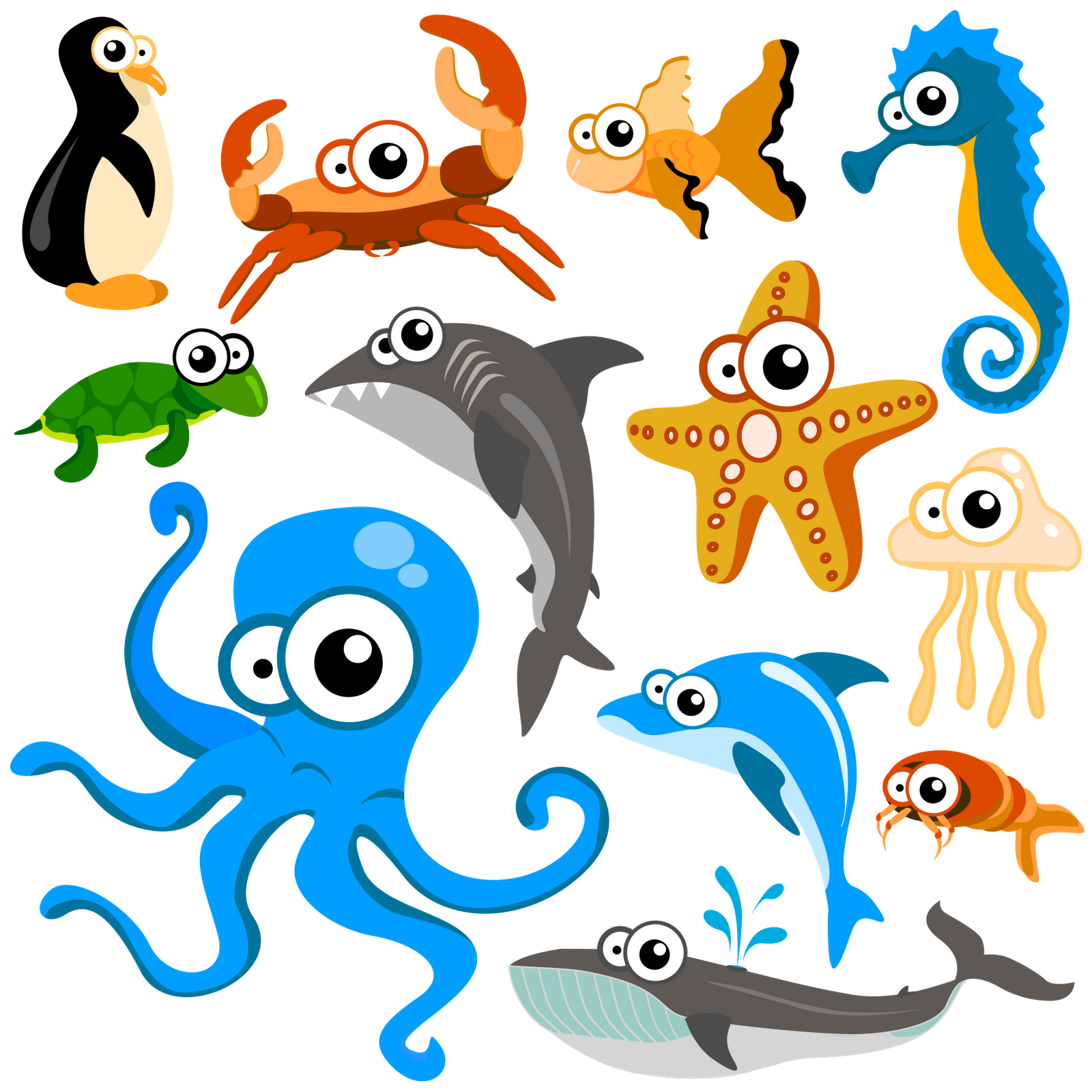 Fundo Do Mar 1 - Sea Animals Vector Free (1600x1600), Png Download