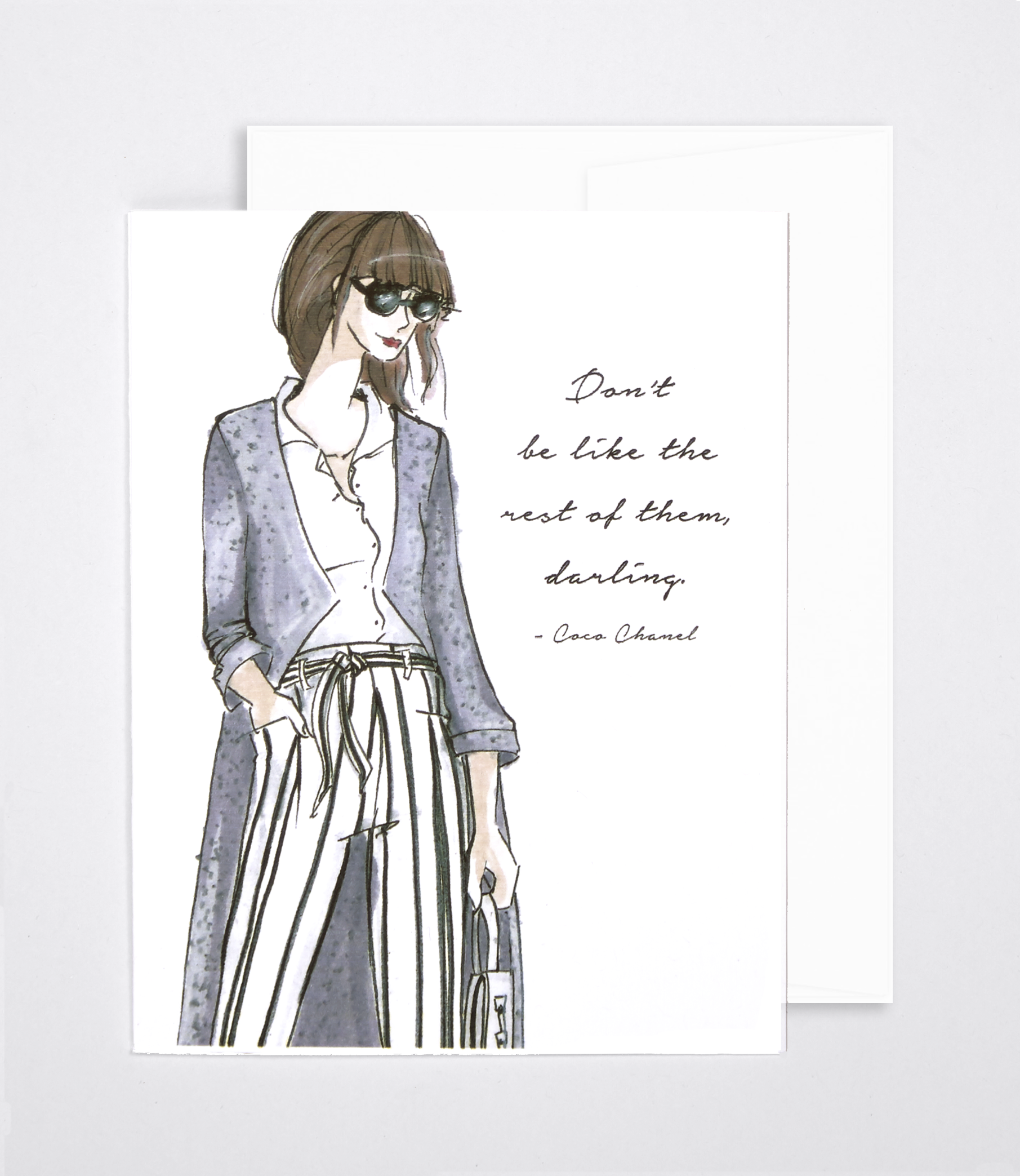 Woven Ink Fashion Illustration Card Chanel - Art (889x1024), Png Download