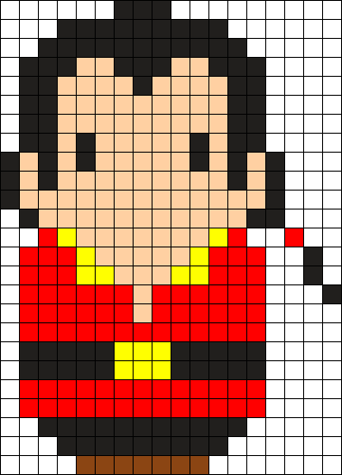 Gaston Perler Bead Pattern / Bead Sprite - Pixel Art Pingouin Facile (379x526), Png Download