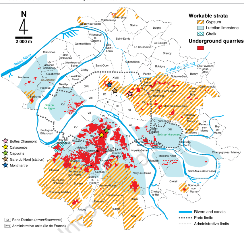 5 Map Of Old Quarries In The Former Dept Of Seine - Atlas (850x812), Png Download