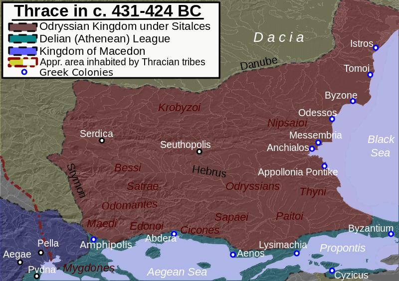 Old Map From 431-424 Bc - Thracian Tribes (800x564), Png Download
