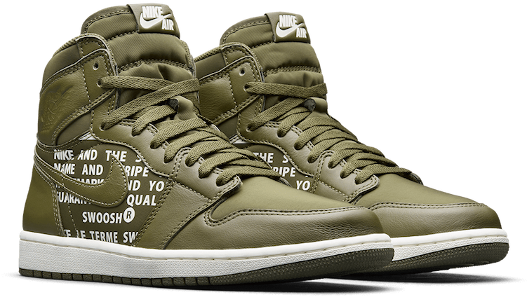 Air Jordan 1 High Og Coral Color - Jordan 1 Olive Canvas (900x465), Png Download