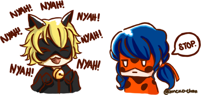 Ladybug And Chat Noir - Cartoon (662x312), Png Download