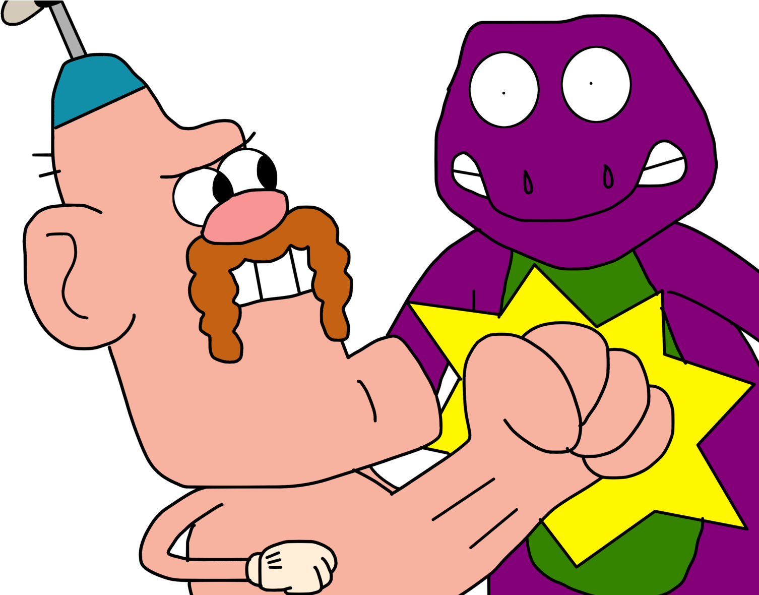 Uncle Grandpa Punches Barney By Ozzyguy - Uncle Grandpa Vs Barney (1600x1179), Png Download