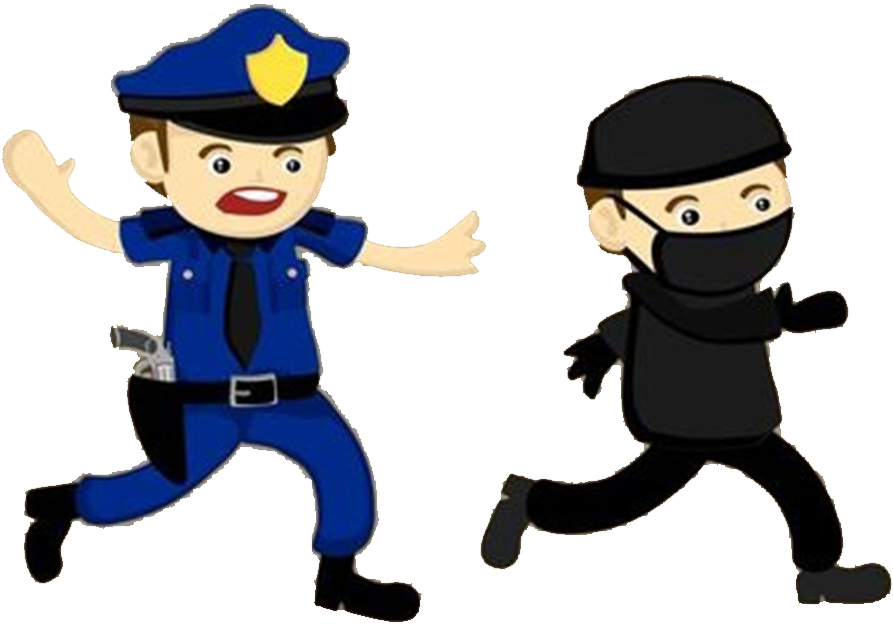 Officer Crime Illustration Policeman And Transprent - Police And Thief Png (1000x1000), Png Download